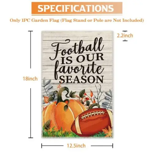 Football is Our Favorite Season Pumpkin Garden Flag, 12 x 18 Inch Double Side...