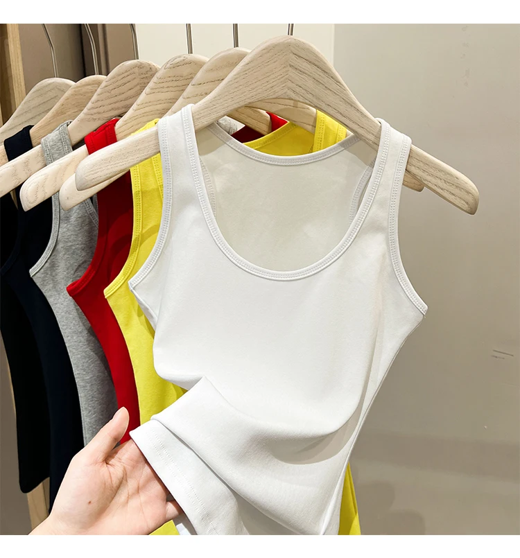 Zjaiss Damen Tanktop Einfarbiges Camisole 2026 Sommer Neu Minimalistisch Vielseitiges Ärmelloses Oberteil für Innen- und Außenbekleidung – Detail 1