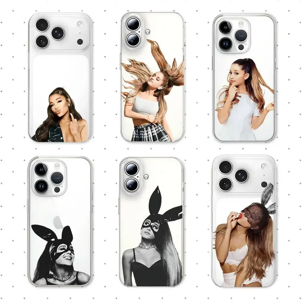 Capa de Silicone Transparente Antichoque A-Aria N-na Grandes para iPhone 17 16 15 13 12 14 Pro Max 7 8 Plus XR XS X