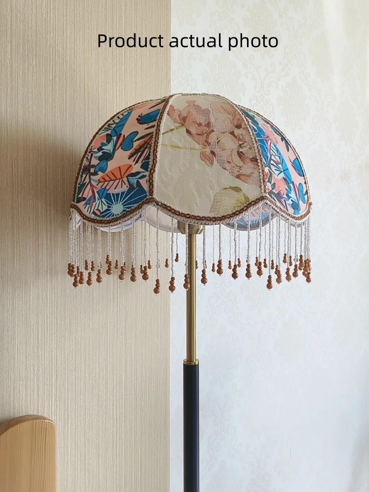 French Retro Led Floor Lamp For Home Decoration Living Room Bedroom Bedside Sofa Fabric Decoration Atmosphere Lighting Fixtures - view 6