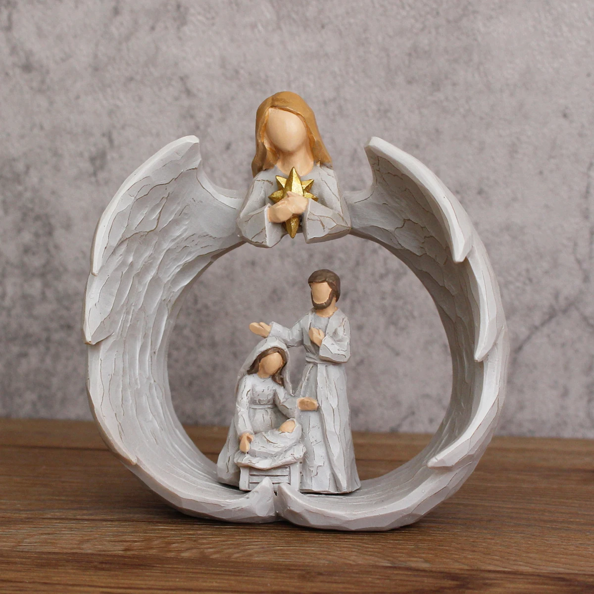 1 angel religious ornament resin handicraft, angel statue suitable for various environments, including desks, shelves, or center