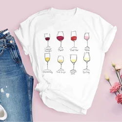 Women Tshirt Tops variety of wine Print Fashion Trend Lady T shirt Kawaii Clothing Graphic Cartoon Tops Tee Female T-Shirts