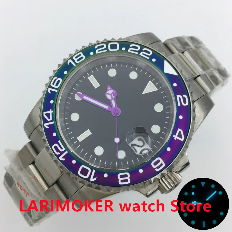 

40mm NH35A PT5000 MIYOTA Camo Purple Insert Automatic Men's waterproof Watch Sapphire Glass Luminous Date polished center oyster