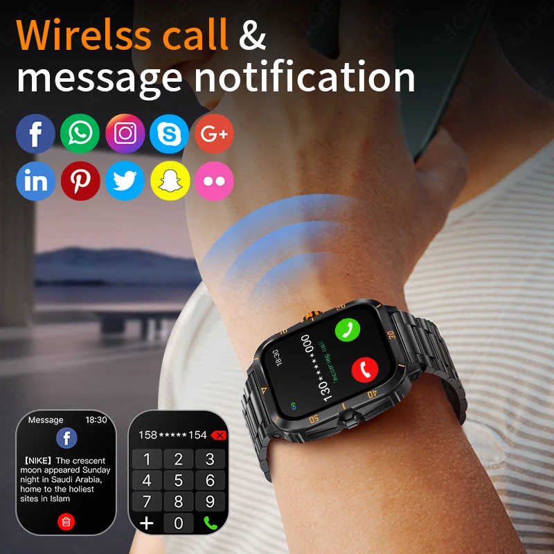 LIGE 2025 montre intelligente hommes 2.01 ''grand écran Bluetooth appel montres surveillance de la santé sport Fitness Smartwatch pour Android IOS