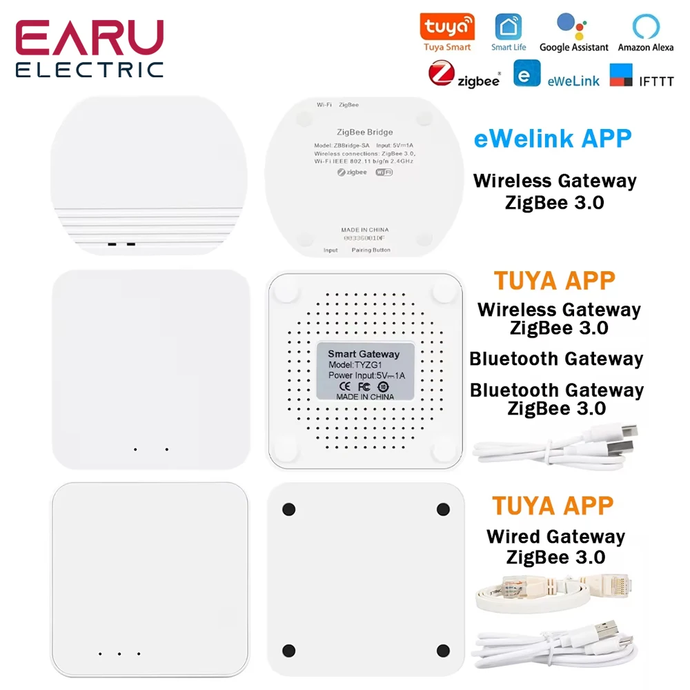 

Tuya eWelink Zigbee 3.0 Gateway Hub Bluetooth Smart Home Wireless Bridge Smart Life APP Remote Control Works with Alexa Google