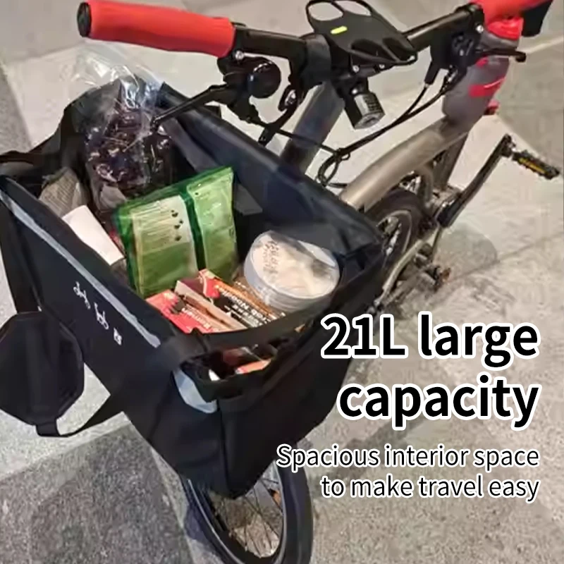 

Bicycle Front Storage Bag with Frame,21L Vegetable Basket Bag for Brompton Quick-release Pet Bag Handlebar Tube Hanging Bag Bike