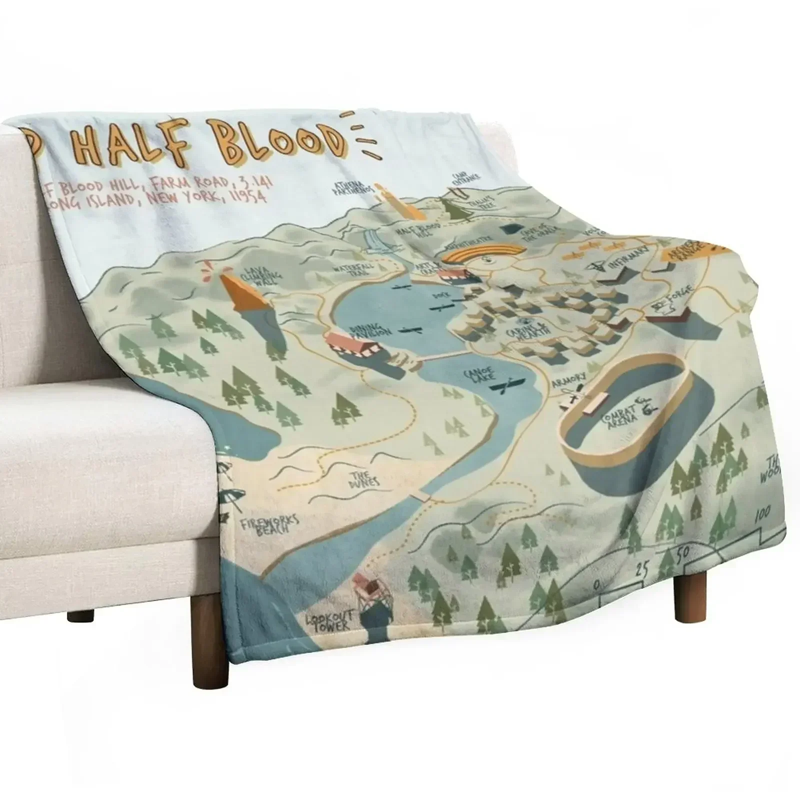 

Map of Camp Half Blood Throw Blanket Personalized Gift Bed Fashionable Warm Blankets