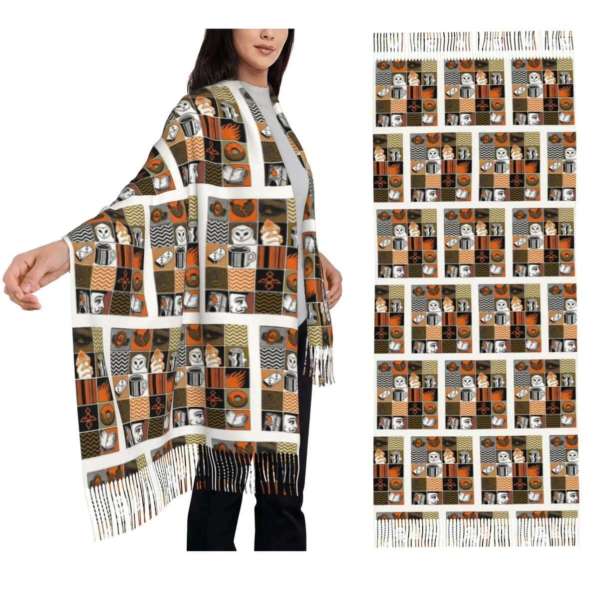 Twin Peaks Red Room Scarf Tassel Scarves Women Soft Warm Shawls and Wraps Long Fall Winter Shawl Wrap