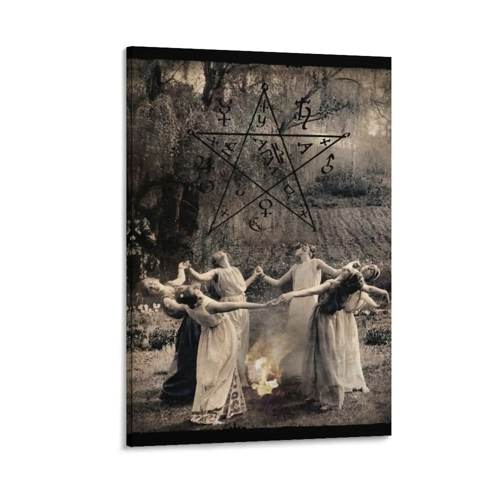 

Circle Of dancing Witches. Vintage photo - illustration Canvas Painting room decor bedrooms decorations photos for living room