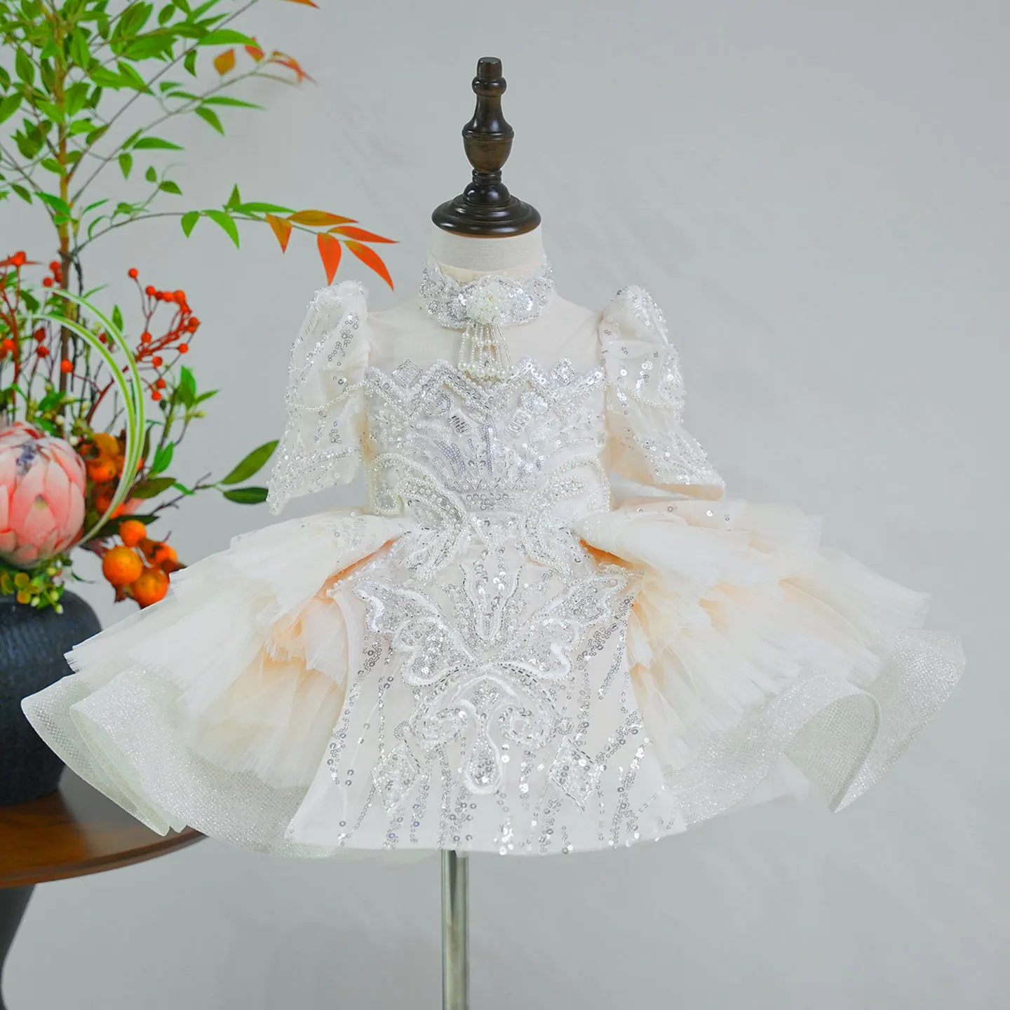 

Dreamy Vow J782 Elegant White Baby Girl Dress With Embroidery for Kids Wedding Birthday Celebration Party Knee Length Ball Gown