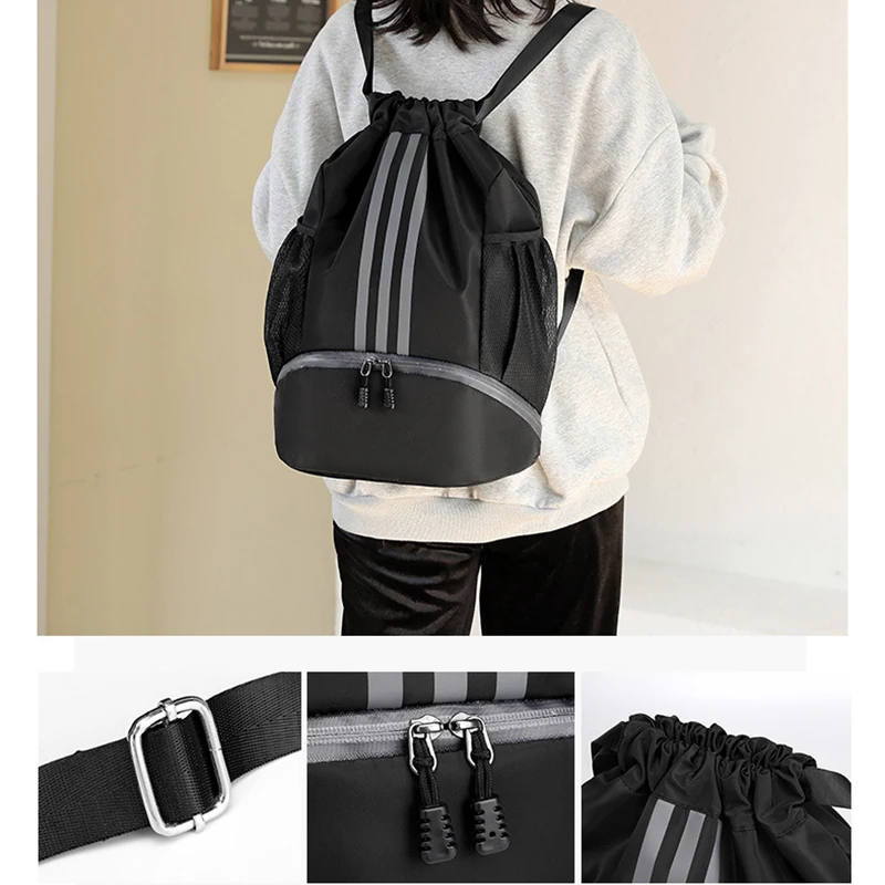 Sports Drawstring Soccer Backpack Lightweight Fitness Gym Basketball Bag Travel Outdoor Waterproof Weekend Shoulder Schoolbag