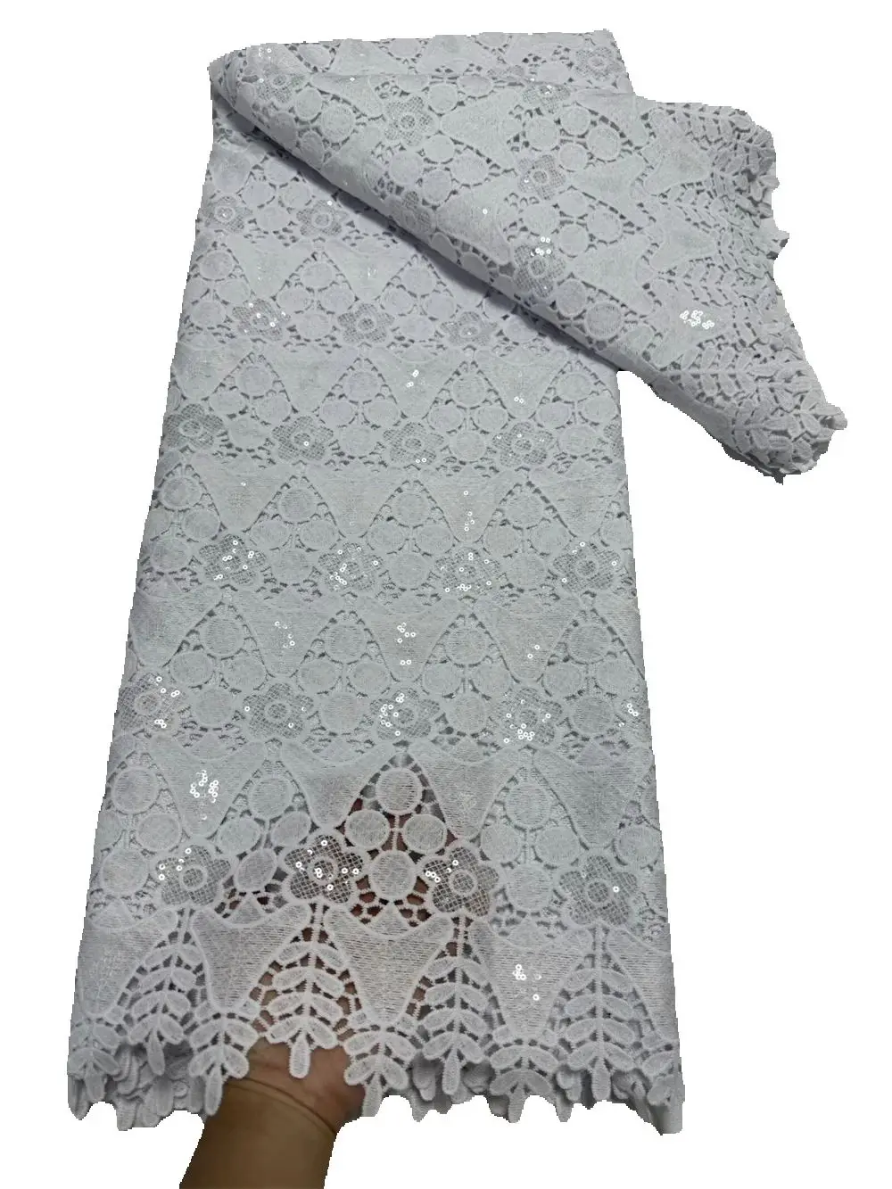 

Белое кружево, свадебный гипюровый шнур, кружевная вышивка с блестками, африканское кружево, французская кружевная ткань, 5 ярдов