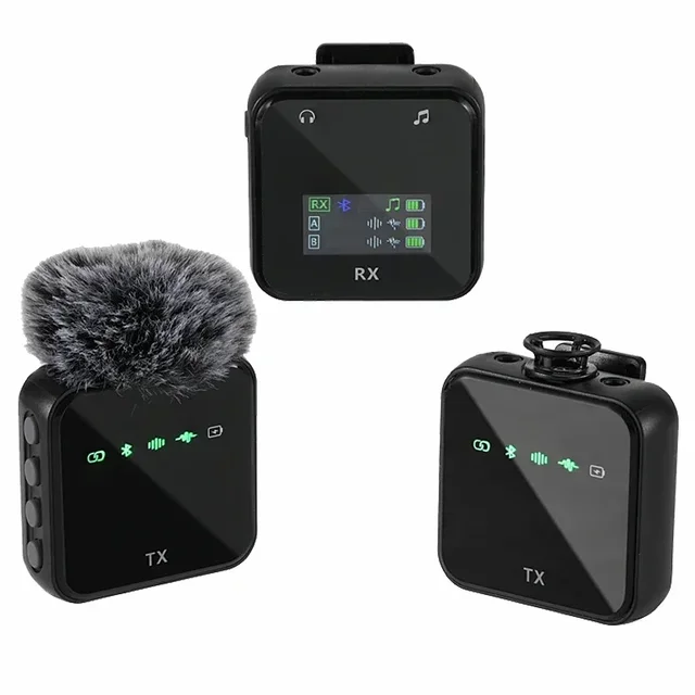 Bezprzewodowy system mikrofonów Lavalier Bluetooth Audio Video Voice Recording Mic dla iPhone Android Telefon komórkowy Kamera do rozmów kwalifikacyjnych