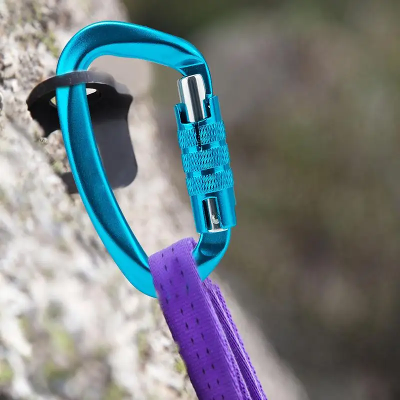 Climbing Carabiner Caribinier Keychains D Shaped Buckle Snap Clips Auto Locking Lightweight Carabiners Hiking Clips