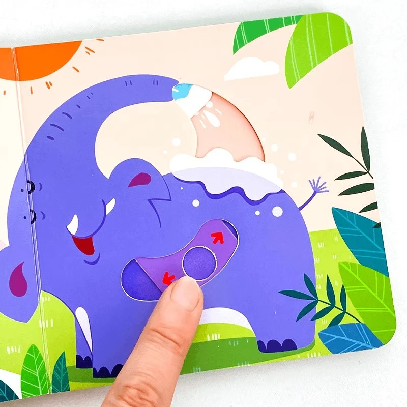 Fun Hole Pull Flip Book Children's Cognitive Push And Pull Book Baby Enlightenment Early Education Picture Book Touch