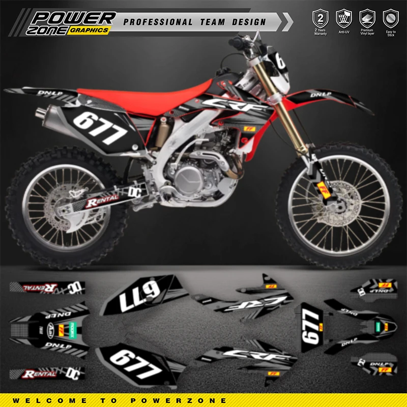

PowerZone Motorcycle Graphics Backgrounds Decals Stickers Kits For HONDA CRF450X 2005-2018 Motocycle Sticker Name Number 008