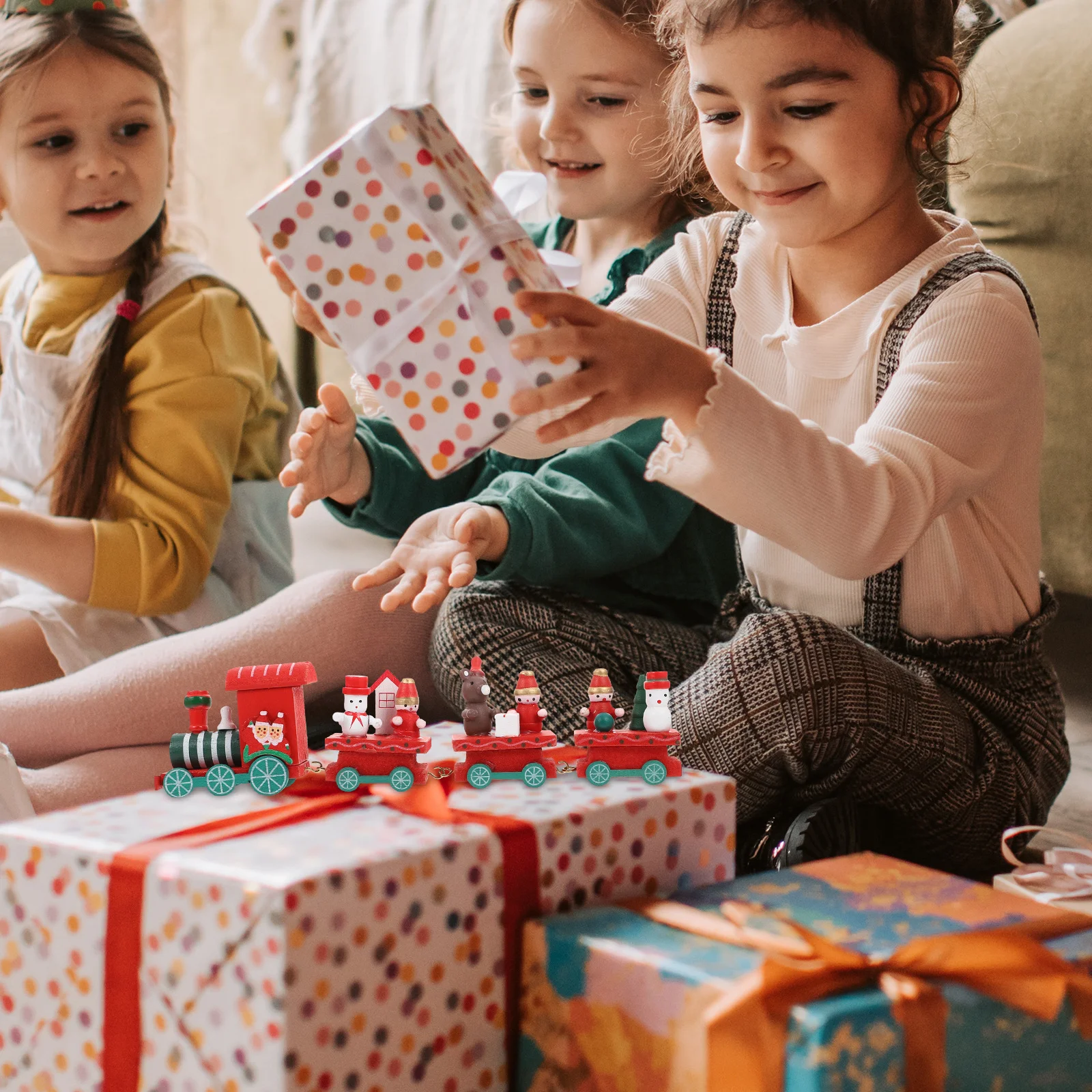 

1 Set Detachable Wooden Train Ornament Christmas Craft Decoration Gift Table Desktop Adornment Holiday Party Decor Mini