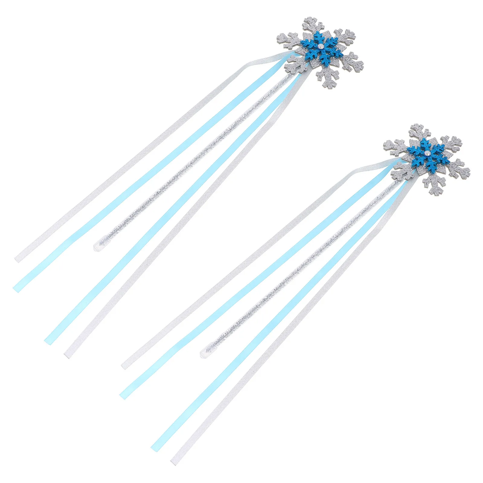 2Pcs Snow Design Fairy Wand Plastic Cloth Costume Prop for Baby Girl Birthday Party Stage Performance Halloween Dress Up Kids