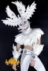 Halloween party cosplay dance suit White feather angel Male god goddess costume Senior luxury mysterious Boy Man costumes