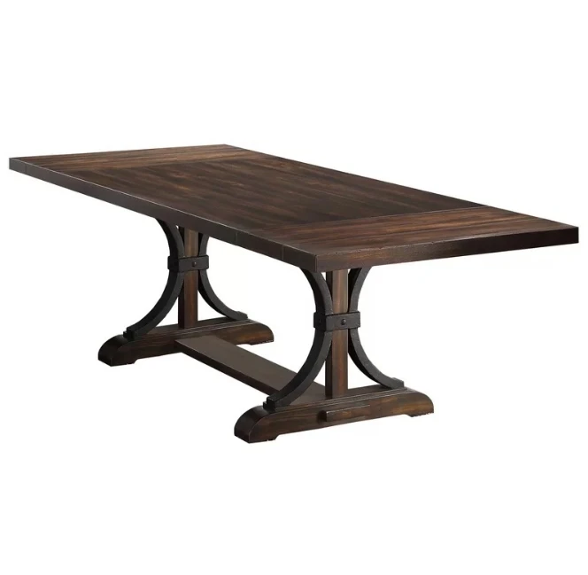 

for European Luxury 10-Seater Dining Table Set Solid Wood Frame Furniture in Black Walnut Color for Home Office Long Dining Roo
