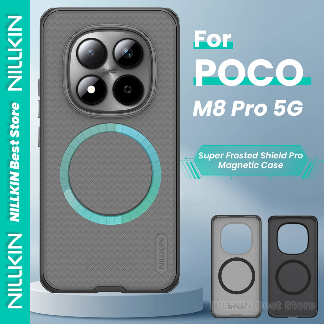 

Чехол Nillkin для POCO M8 Pro 5G, TPU+PC, с защитой от ударов по четырем углам, суперматовый, магнитный, жесткий корпус.
