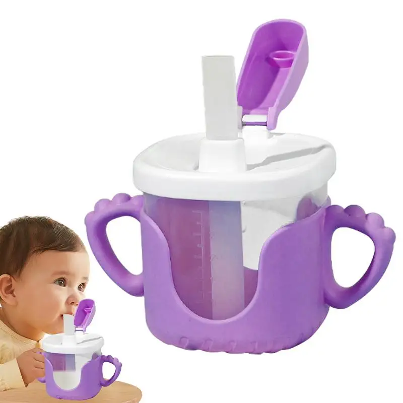 

Чашка-непроливайка для малышей, мультяшная детская бутылочка с соломинкой, детская чашка-непроливайка, бутылочка для воды для малышей, градуированная чашка для воды для молока, детский дом