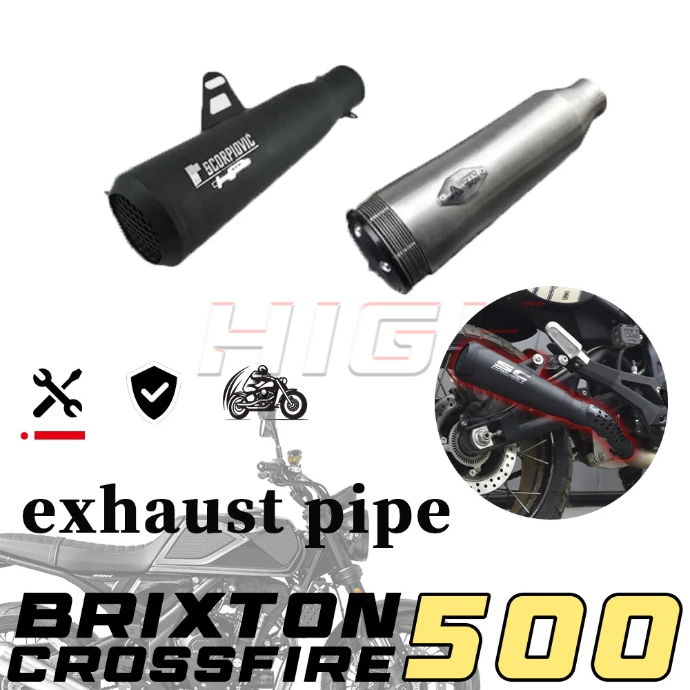 FOR GK500  Brixton  Crossfire 500 500 gk 500csfire Retro Single Outlet Exhaust Mid Tail Pipe Deep Mellow Sound