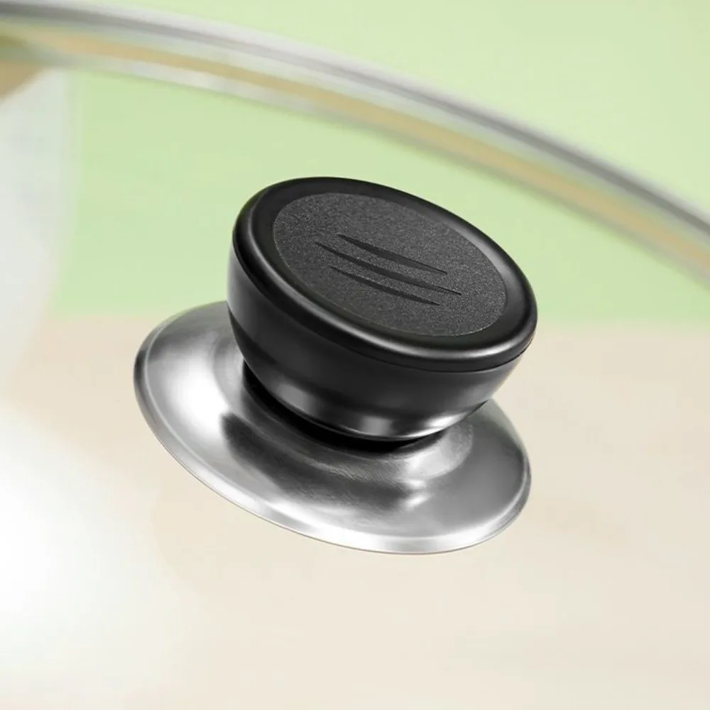 

14-38cm/6-15in Tempered Glass Pot Lid Universal Black Plastic Knob Vertical Pan Lid Anti-scalding Heat Resistant