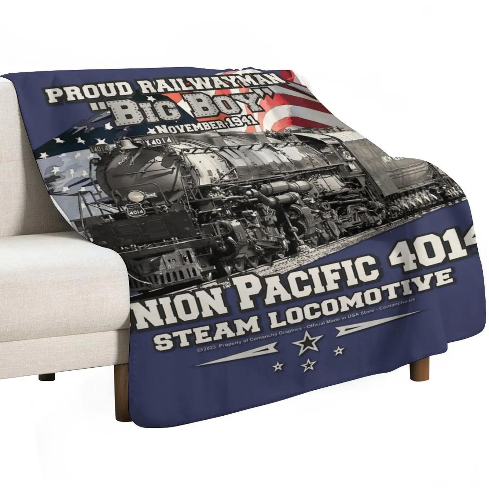 Steam Locomotive 4014 BIG BOY Throw Blanket Portable Lightweight Blanket for Travel Camping