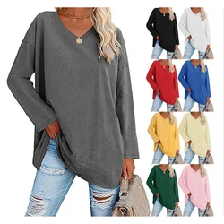 Women Long Sleeve T Shirt Spring Autumn Solid Slim Fit Casual Shirts Female Pullovers Basic Tee Y2k Clothes Streetwear Crop Tops