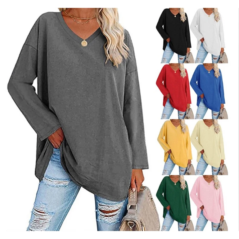 Damska koszulka z długim rękawem Wiosna Jesień Solidne koszule casualowe Slim Fit Damskie pulowery Basic Tee Y2k Odzież uliczna Crop Tops