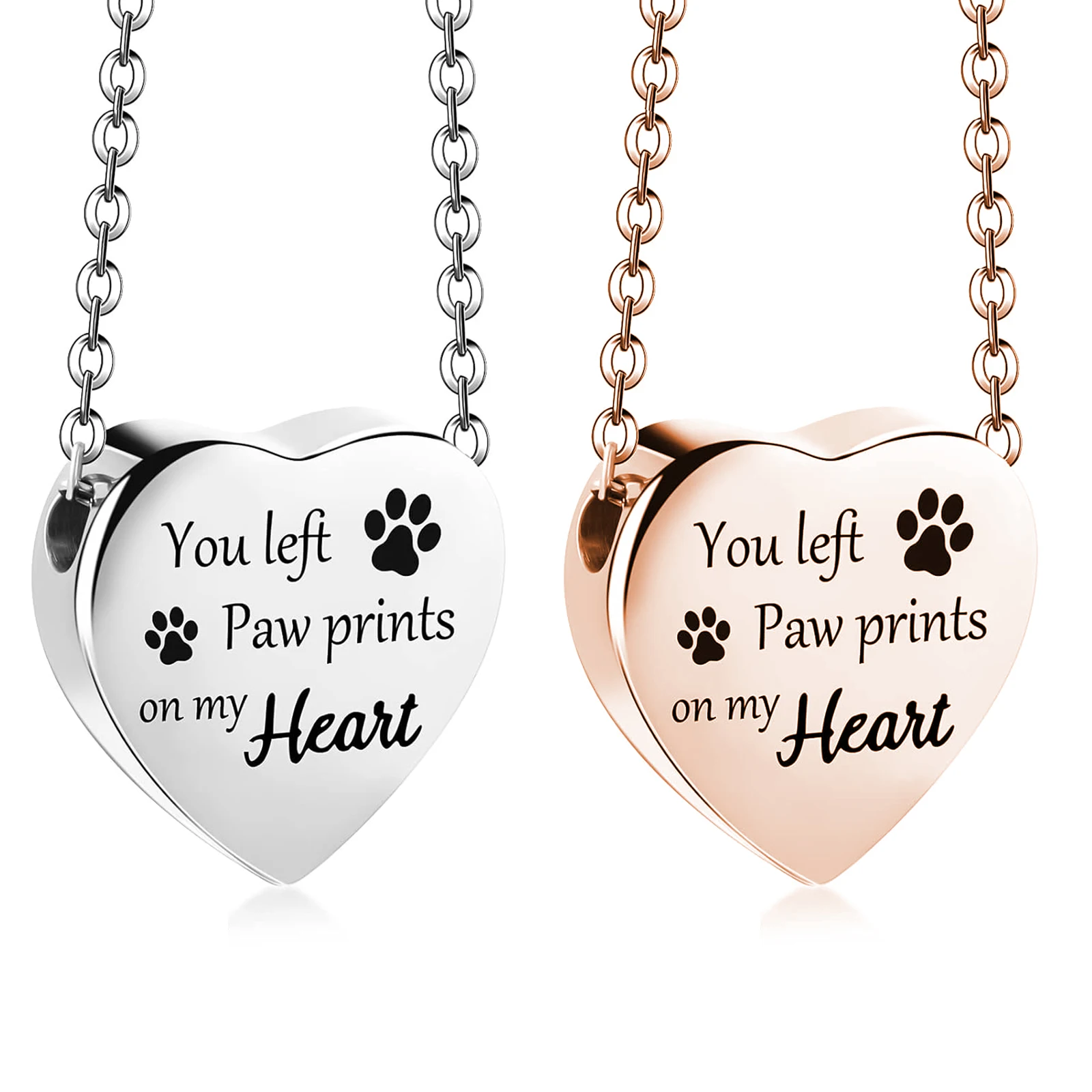 Stainless Steel Pet Urn Necklace for Dog Cat Ashes Cremation Pet Memorial Custom Text Engraving Pendant Keepsake Funeral Jewelry