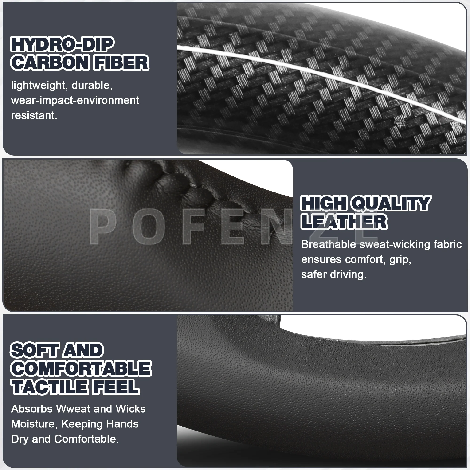 Kierownica z włókna węglowego Hydro-Dip do Toyota Hilux/Revo/fortuner 2015-2022 w kształcie litery D ze szwami perforowana skóra Nappa