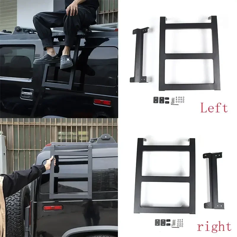Aluminum alloy black car styling  rear side window ladder suitable For Hummer H2 2003-2009 car exterior modification accessories