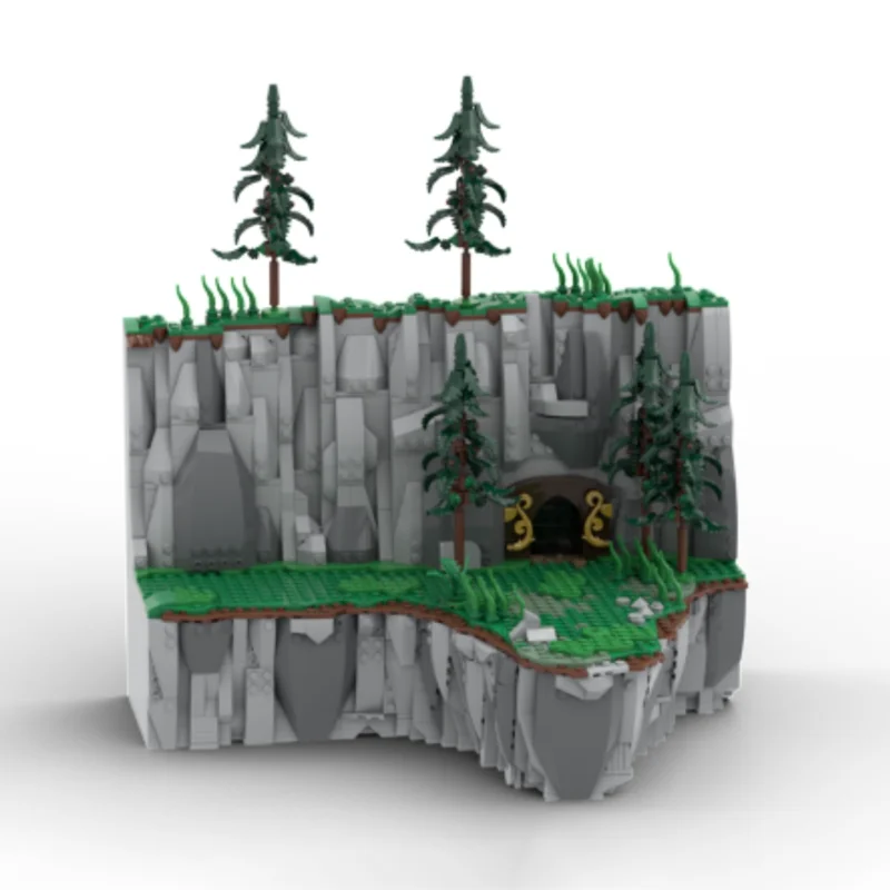 City Street View Moc Building Bricks Cliff Expansion Series - Large Plateau Pond Technology Modular Blocks DIY Assembly Gift Toy