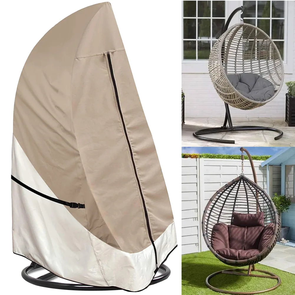 420D Oxford Fabric Waterproof Garden Hanging Chair Dust Cover For Egg Chair Cover Light Tan And Khaki Protecting Cover