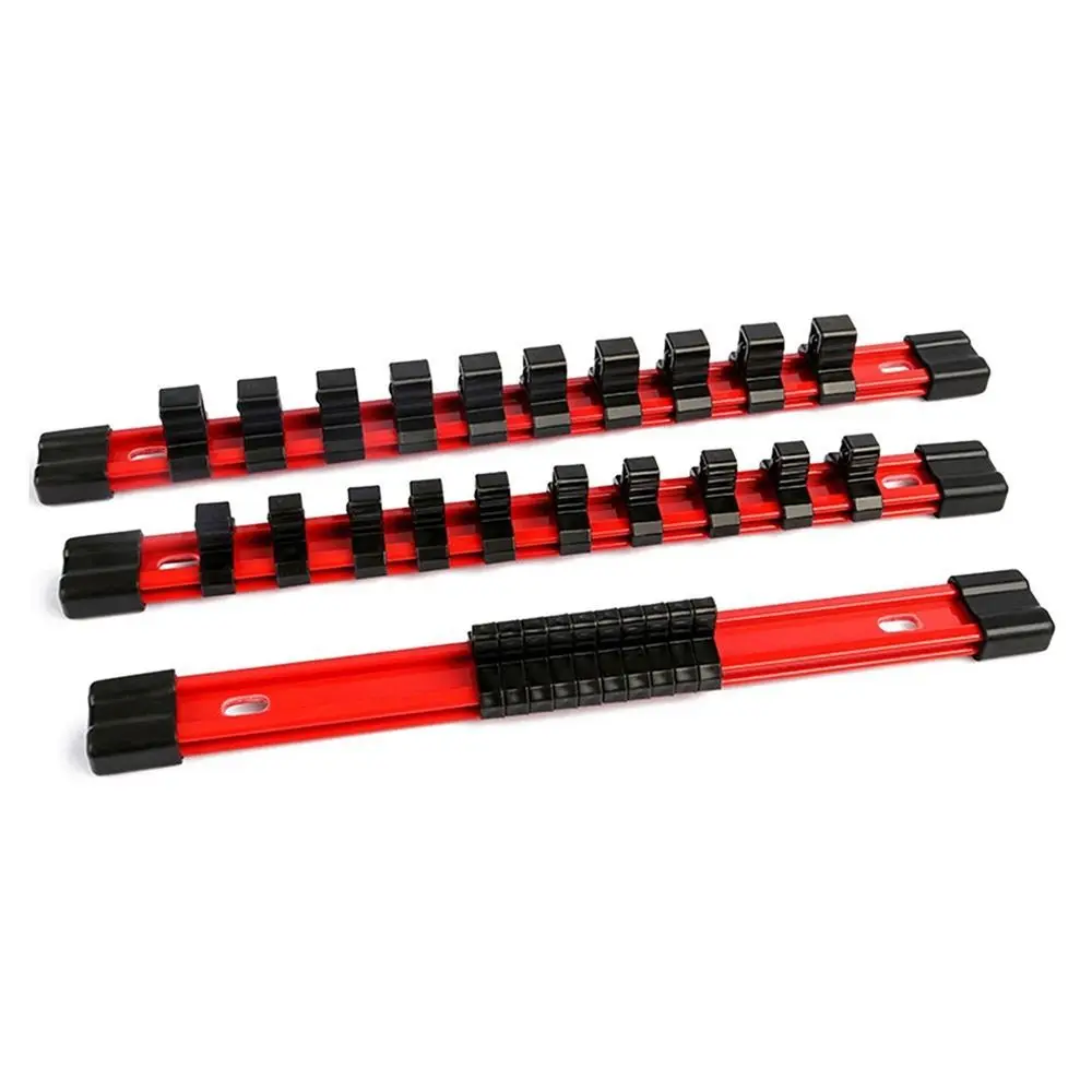 1 قطعة 1/4 "3/8" 1/2 "المقبس وجع حامل السكك الحديدية قوس حامل حائط وجع تخزين أداة صندوق المقبس المنظم العالمي مستقيم