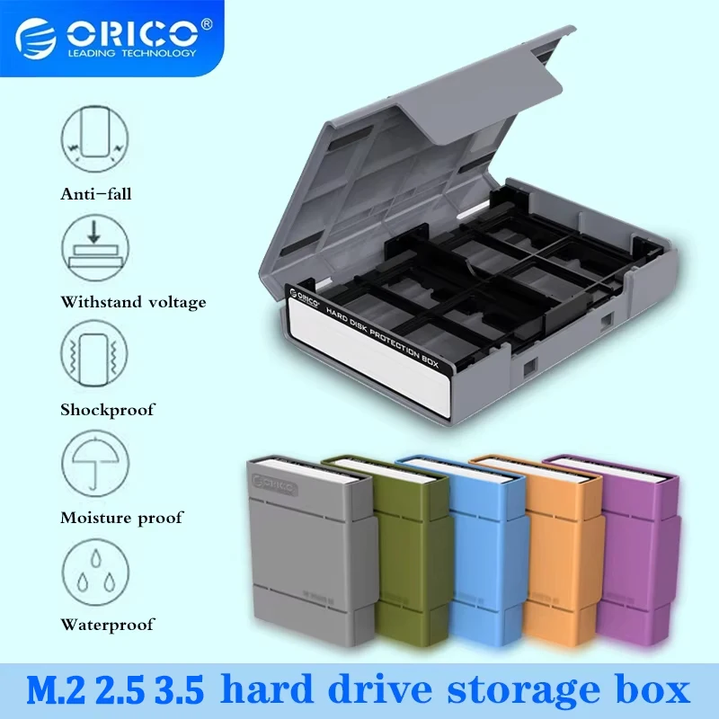 

ORICO SSD M.2 Protect Case Жесткий чехол с этикеткой для жесткого диска 2,5/3,5 дюйма SSD HDD Чехол Водонепроницаемый ящик для хранения (PHP25)