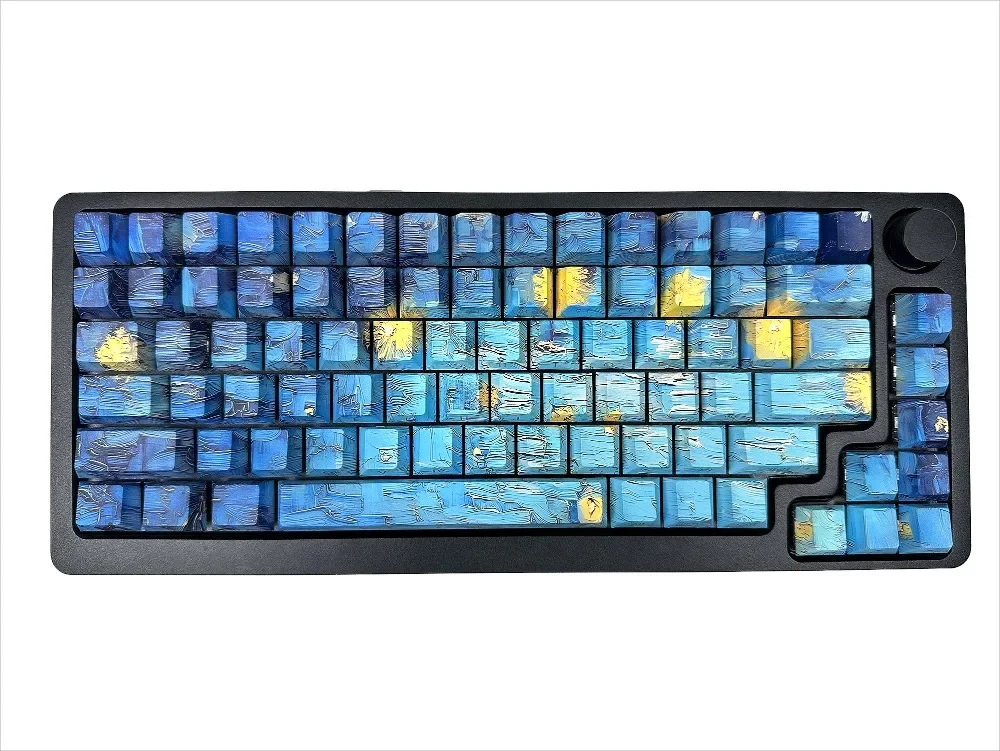 Starry Night Keycaps on the Rhone Original Highly Sublimated Customized Keycap Set Suitable for HI75 hi8 68 84 87 96 104