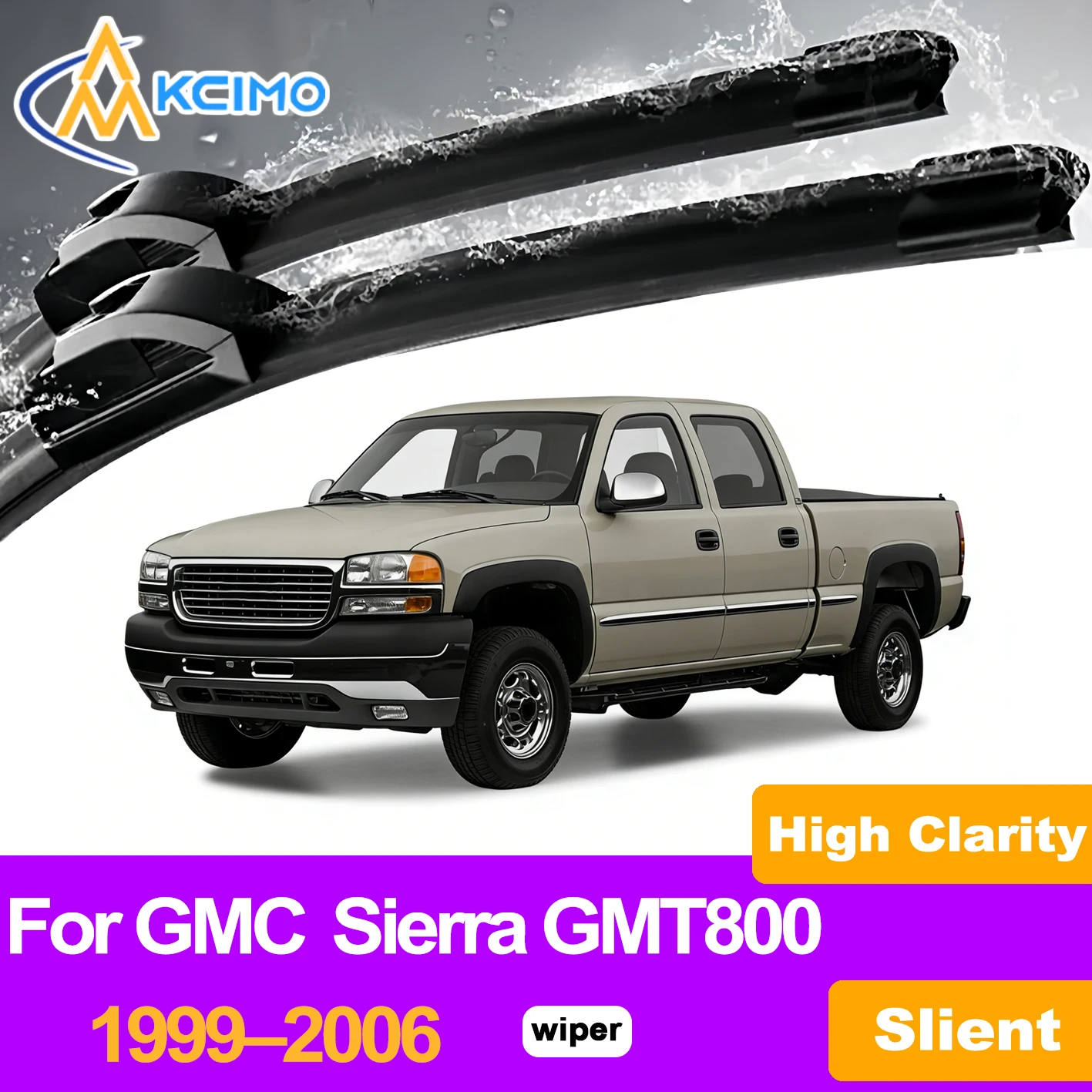 

KCIMO 2PCS Front Windshield Wiper Blades For GMC Sierra GMT800 1999–2006, Premium High-Performance Superior Cleaning Action