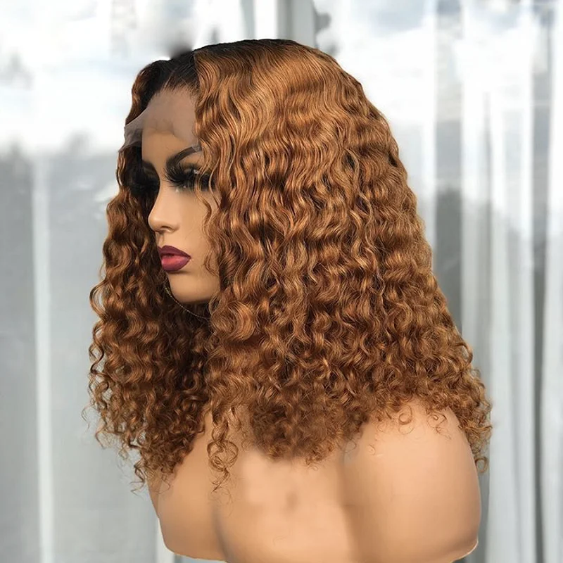 180Density Ombre Blonde Soft 26Inch Long Kinky Curly Lace Front Wig For Women BabyHair Daily Preplucked Glueless Heat Resistant