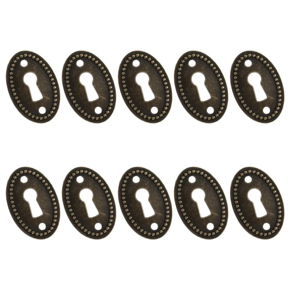 

10PCS Oval Plated Keyhole Cover Antique Bronze Color Keyhole retro Alloy Keyhole Plate for Cabinet Jewelry Box Home Office Decor