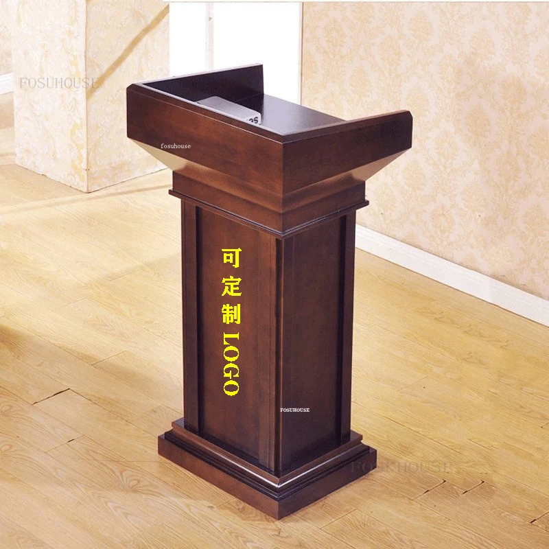 Nordic Solid Wood Reception Desk Front Desk Reception Counter Hotel Podium Tables Church Lectern Speech Table Office Furniture