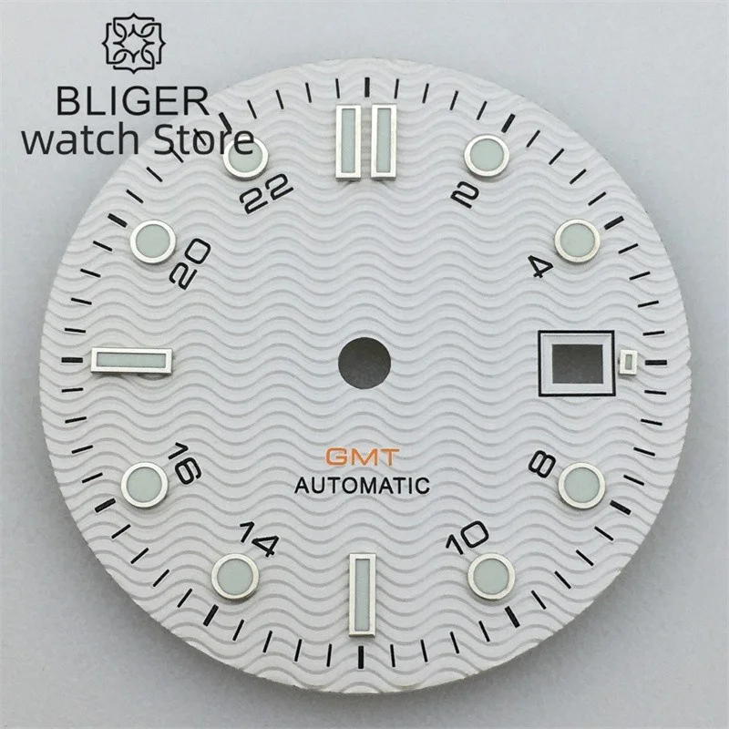 BLIGER 30.9mm white black dial for ETA 2836/2824 DG2813/3804 Miyota 8215 821A movement blue luminous