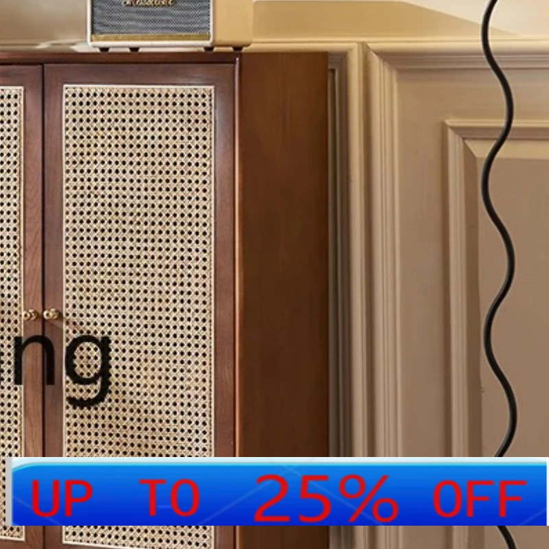 

LMM Simple Modern Walnut Color Living Room Home Wall Storage Hall Retro Solid Wood Entrance Cabinet