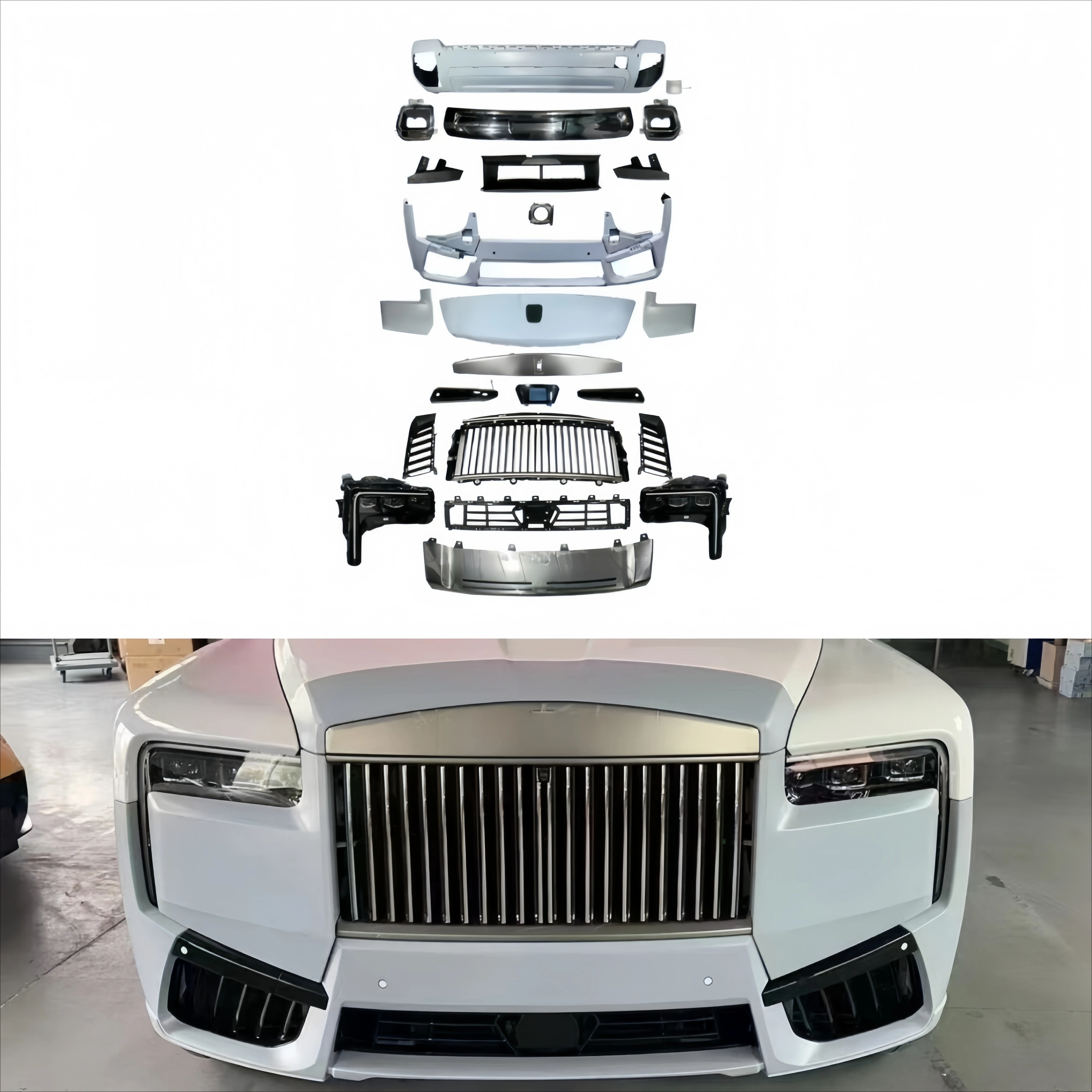 

Suitable for Upgrading the Bumper, Grille, Headlights of the Rolls-Royce Cullinan to the 2025 Body Kit.