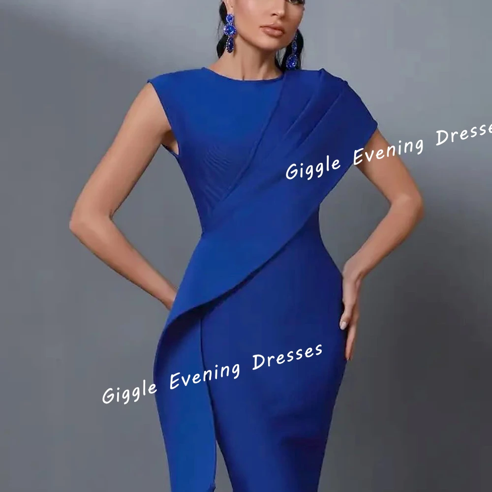 Giggle Crepe O-Neck Close-Fitting Elegance Prom Gown Saudi Arab Summer Slit Knee-Length Evening Party Dresses for Women 2024