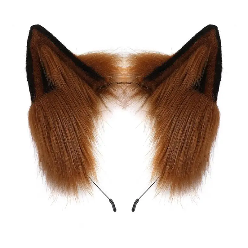 

39BD имитация кошачьих ушей, милая плюшевая заколка для волос, однотонная пушистая плюшевая обруч для волос с животными, повязка