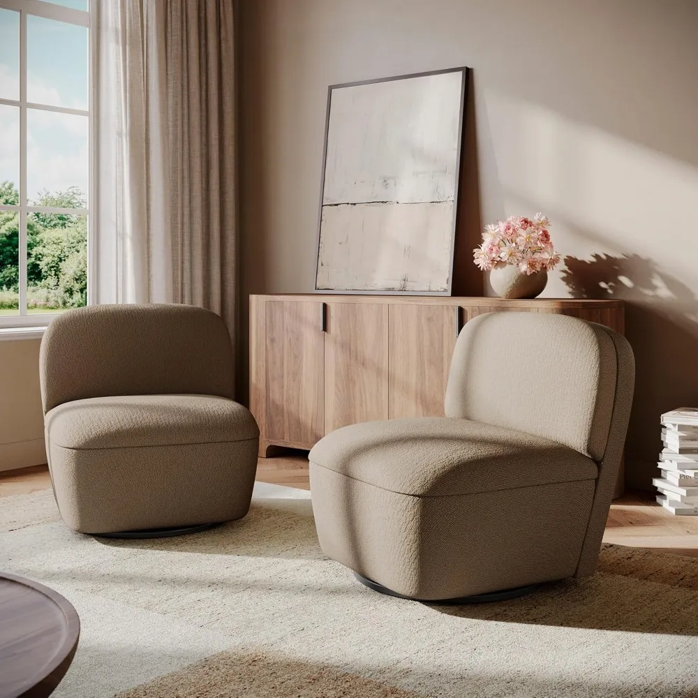 

pair of contemporary swivel chairs with storage, 360-degree rotation, simple assembly, compact for living spaces