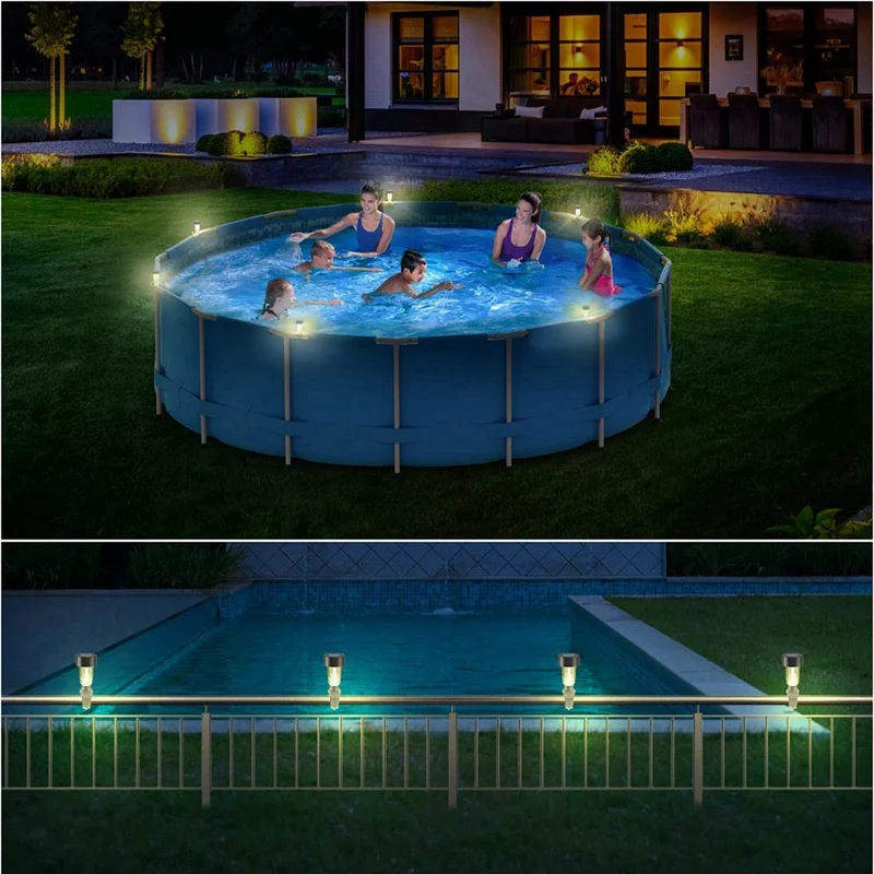 6 Pack Solar Pool Lights For Framed Above Ground Pools,Outdoor Swimming Pool Fence Decoration Accessories, Waterproof